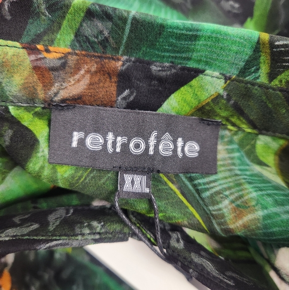 Retrofete Joanna Print Shirt in Safari Print Size XXL NWT Sheer Long Sleeve Silk - Picture 11 of 14